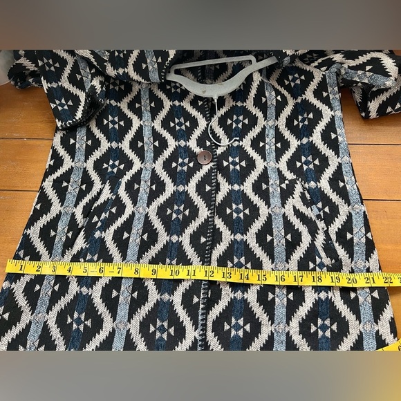 Anama Southwestern Geometric Tapestry Coat Blue Black Woven Jacket NWT Size M - Picture 17 of 17